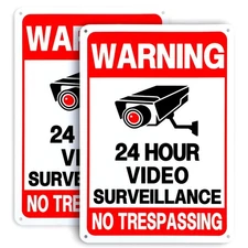 2 Pack No Trespassing Signs - Private Property, 24 Hour Video Surveillance, R...