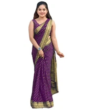 Pappylon Women's Banarasi Soft Silk Saree with Unstitched Blouse Piece Purple