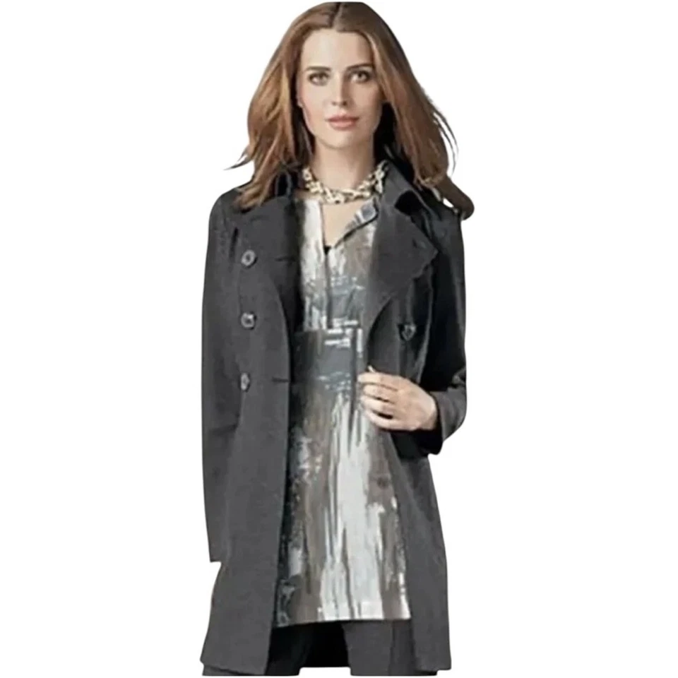 Abrigo/chaqueta CABI estilo #648 Casablanca Ponte doble pecho gris carbón talla L Foto 2 de 4