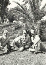 1940s WW2 Era Snapshot Three Handsome Men Army Soldiers in Uniform Vintage Photo