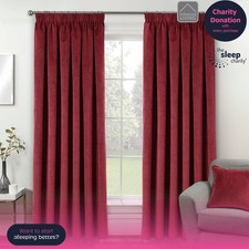 Red Velvet 100% Blackout Pair of Curtains Tape Top - 90 x 90 inch (229x229cm)