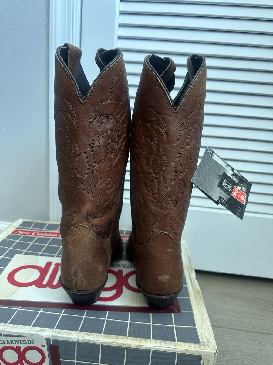 Vintage Acme Dingo cowboy Boots Mens Size 9 Tan brown  display picture 1