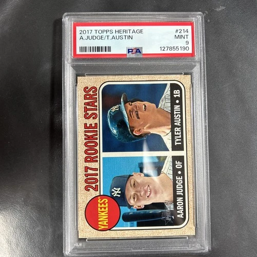 2017 Topps Heritage AARON JUDGE/TYLER AUSTIN Rookie Card PSA 9 Mint #214 Yankees