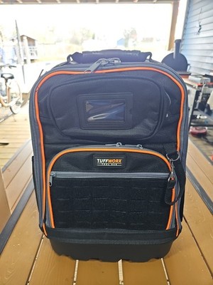 Tuffworx TW012 Heavy Duty Tool Backpack Bag Storage Black Orange Molle Tough