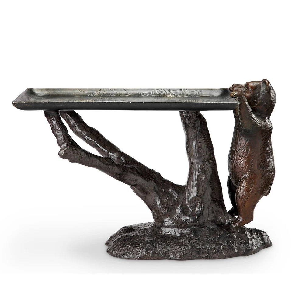 Bear Accent End Table Aluminum Home Decorative Collectible - Image 2 of 4