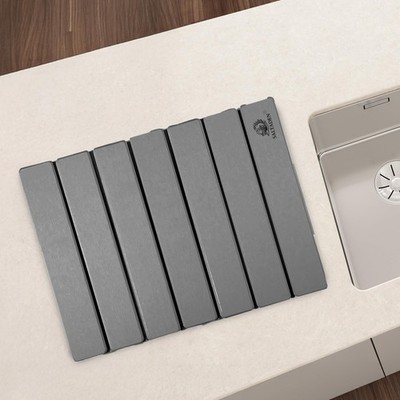 Saltaden Stone Geschirrtrockenmatte - große Silikonspüle Einheitsgröße, grau 