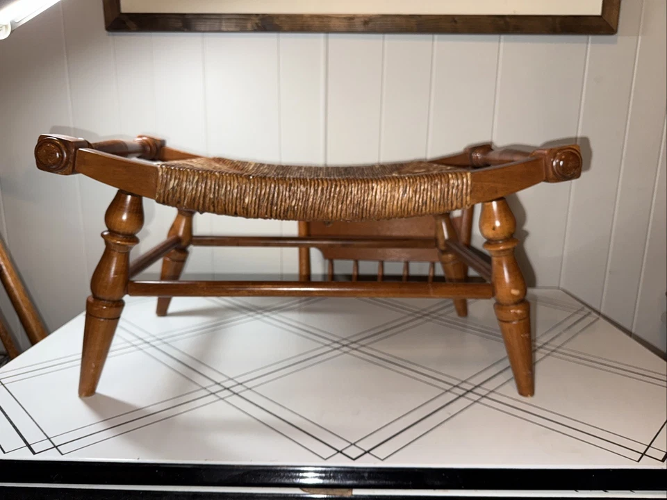 Reposapiés Tell City Chair Company tejido de arce Midcentury 24" x 14" x 12" Andover Foto 2 de 4