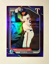 Braylin Morel 2024 1st Bowman Chrome PURPLE REFRACTOR 083/250 RC #BCP-192 Raw L6