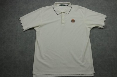 Devon & Jones Polo Shirt Mens XL White Stripe Duke's Waikiki Hawaii Logo