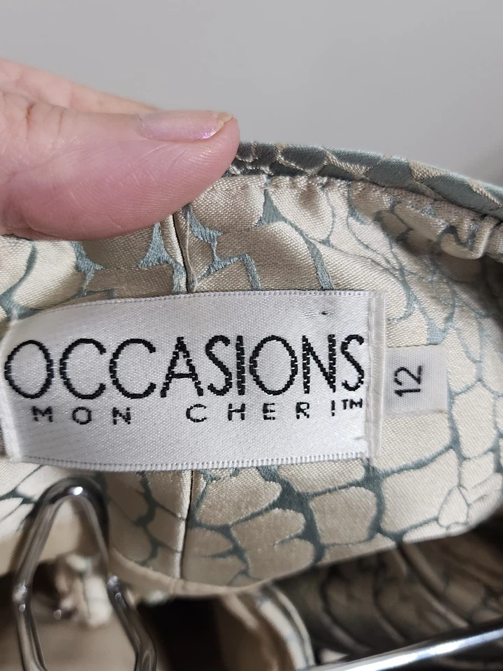 MON CHERI Mother of the Bride SILK 2 Piece Dress Jacket Champagne Green Size 12 - Image 4 of 4