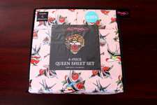 ed hardy 6pc sheet set queen new nip love forever birds pink