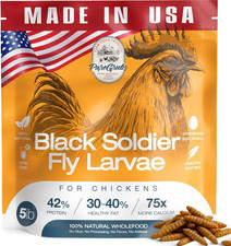 USA Grown Black Soldier Fly Larvae for Chickens - 100 Natural Dried Mealworms f