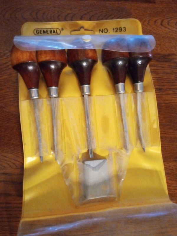 GENERAL 1293 5 PC WOOD HAND FORGED CARVING SET GOUGE CHISEL U.S.A.