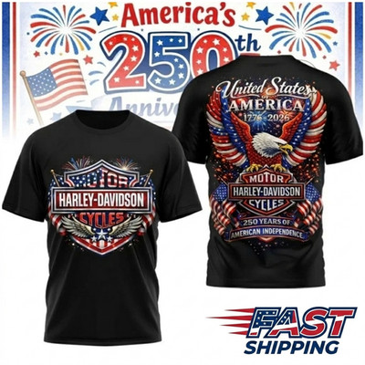 Harley-Davidson America 250th Anniversary T-Shirt 1776-2026 Independence Day Tee