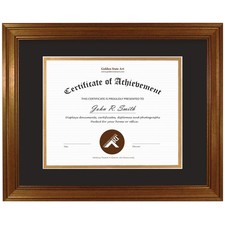 , 11x14 Frame for 8x10 Diploma/Certificate, Dark Gold Color. Includes Black O...