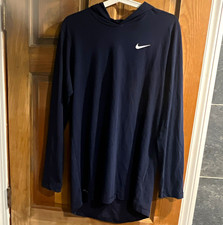 Nike Dri-FIT The Tee Men's Long Sleeve Hooded Training Top Navy S CJ 1696-419