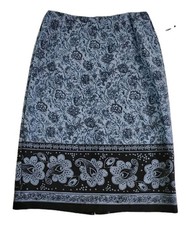 Sag Harbor Petite Skirt Size 16P Blue Floral Paisley Moleskin Comfort Stretch