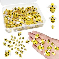 Tiny Resin Bees for Crafts, 50 Pcs Plastic Bu...