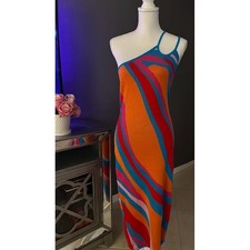 Another Girl Urban Outfitters Dress Womens M NWT Orange Pink Organic Cotton Body