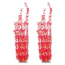 2-Pack Tall Aquarium Plants, Plastic Fish Tank Plants Style 2, Red 