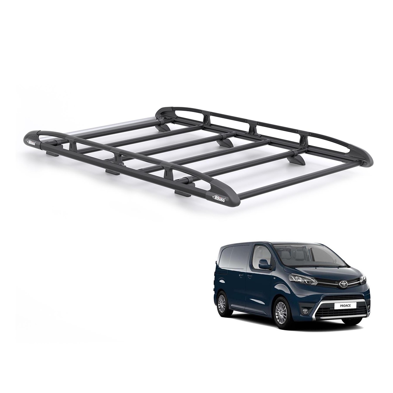 Toyota Proace Roof Rack for 2016+ Compact (L1) Rhino KammRack (Black)