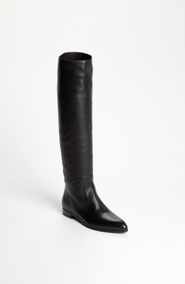 PRADA CLASSIC BLACK OTK POINTY TOE PULL ON TALL FLAT BOOTS EU 40 I