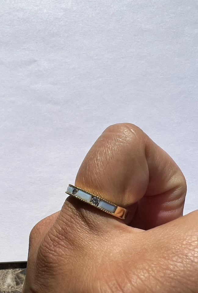 Anillo Anthropologie Esmalte Azul Talla 8  Foto 4 de 4