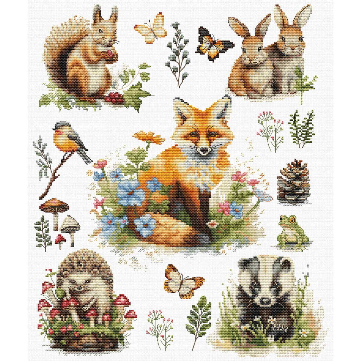 Luca-S counted cross stitch kit ""Forest Animals"", 30x36cm, DIY