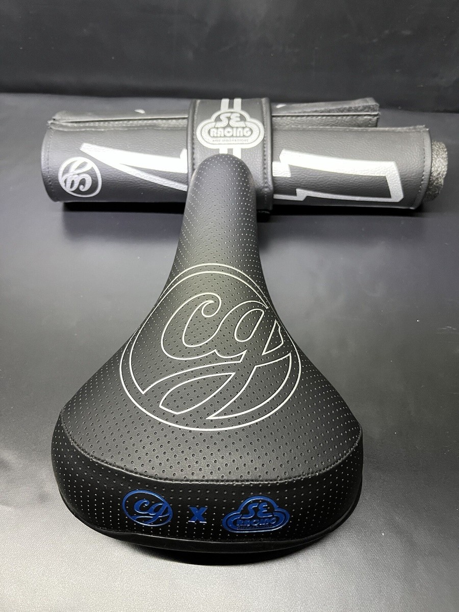 Kit BMX SE Racing – Selle, Poignées ODI, Pad, Bouchons De Valve (bleu/marron)