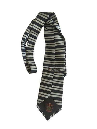 PAOLO GUCCI Striped Black Silver Vintage Neck Tie - Picture 2 of 6