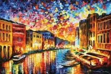 Laminated Venice Grand Canal Poster by Leonid Afremov Poster 36.5 x 24.5