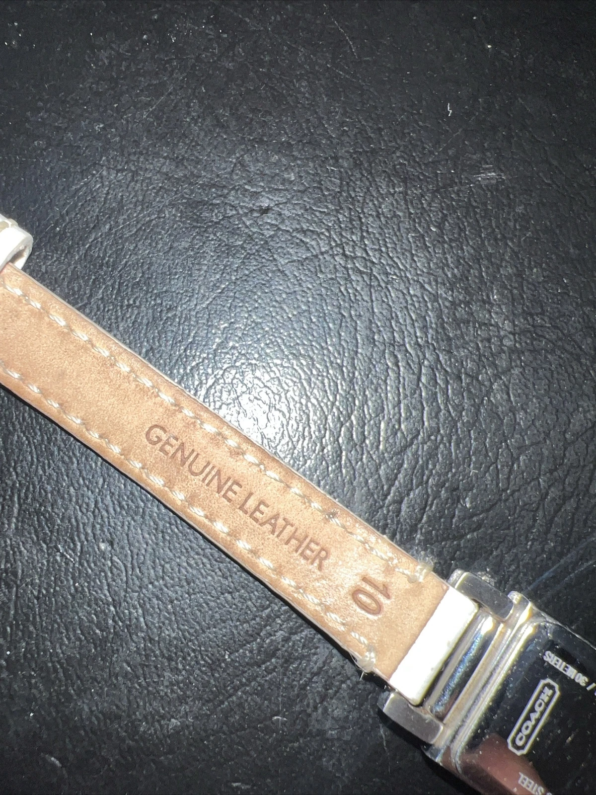 Orologio Pretty Donna Coach Tank Madison Cinturino in Pelle Bianca Batteria Nuova