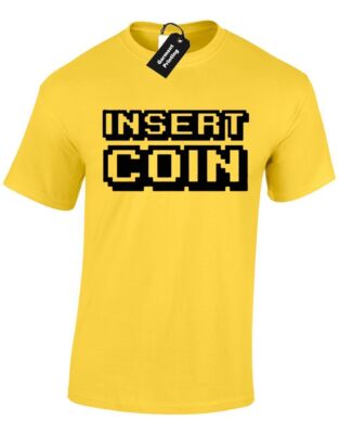 EINLAGE MÜNZE HERREN T-SHIRT ARCADE CONTINUE GAME OVER PIXEL RETRO KLASSISCHES GESCHENK
