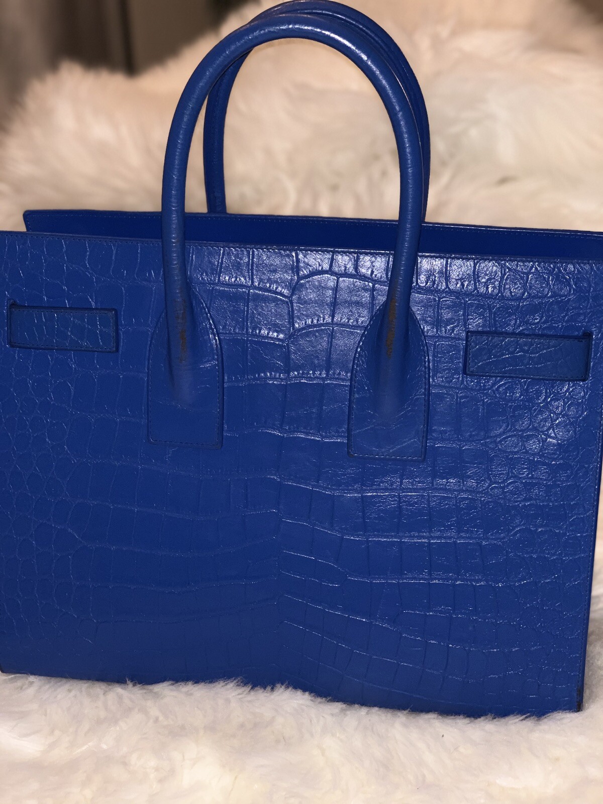 SAINT LAURENT Crocodile Embossed Calfskin Sac De Jour… Gem