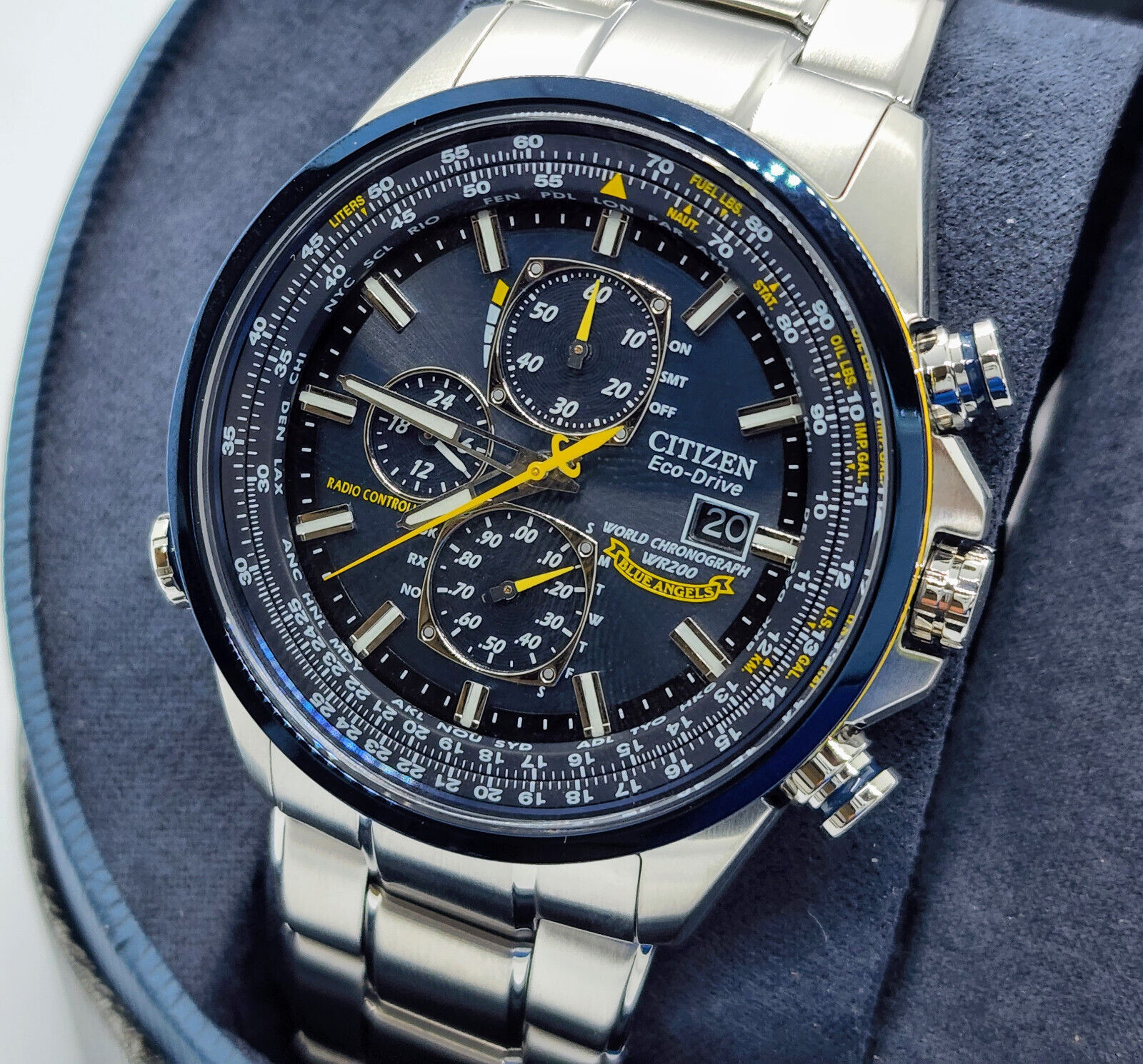 Citizen Men's Blue Angels World Chronograph Eco Drive Watch AT8020-54L