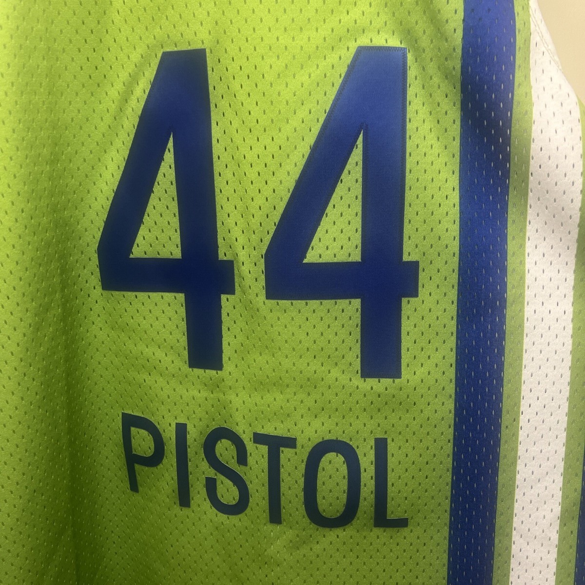 サイン入り ニュージャージー Atlanta Hawks Pete Maravich #44 Mitchell Ness Green 1970/71