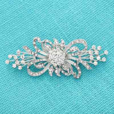 Classy 3.75CT Round White Sapphire Gemstone Bride Dress Brooch Pin In 935 Silver