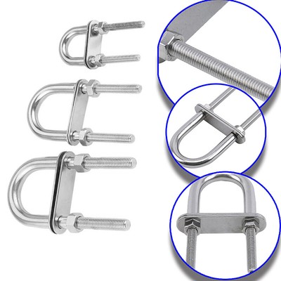Dtacke 304 Stainless Steel Marine U-Bolts - 2 Pack, M12 X 150mm, Anti-Rust Bow/Stern Eyes For Boats & Trailers