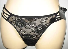 LADY PRINCESS - NEW - SIZE: LARGE -SHEER BLACK LACE  STRAPY SIDES THONG  PANTY 