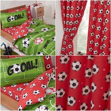 Football Red Junior Duvet Cover and Pillowcase Set  Matching Curtains 54" Drop