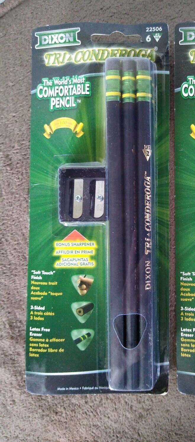 #2 Tri-Conderoga Triangular Soft Touch Black Pencils w/Sharpener