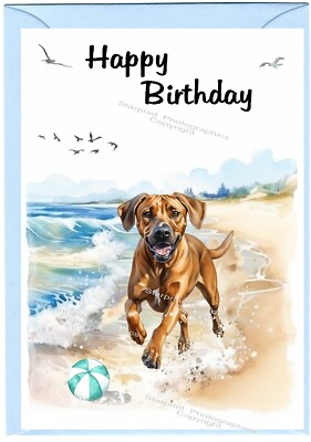 Rhodesian Ridgeback Hund Geburtstagskarte (4''x 6'') - innen leer - Sternenabdruck