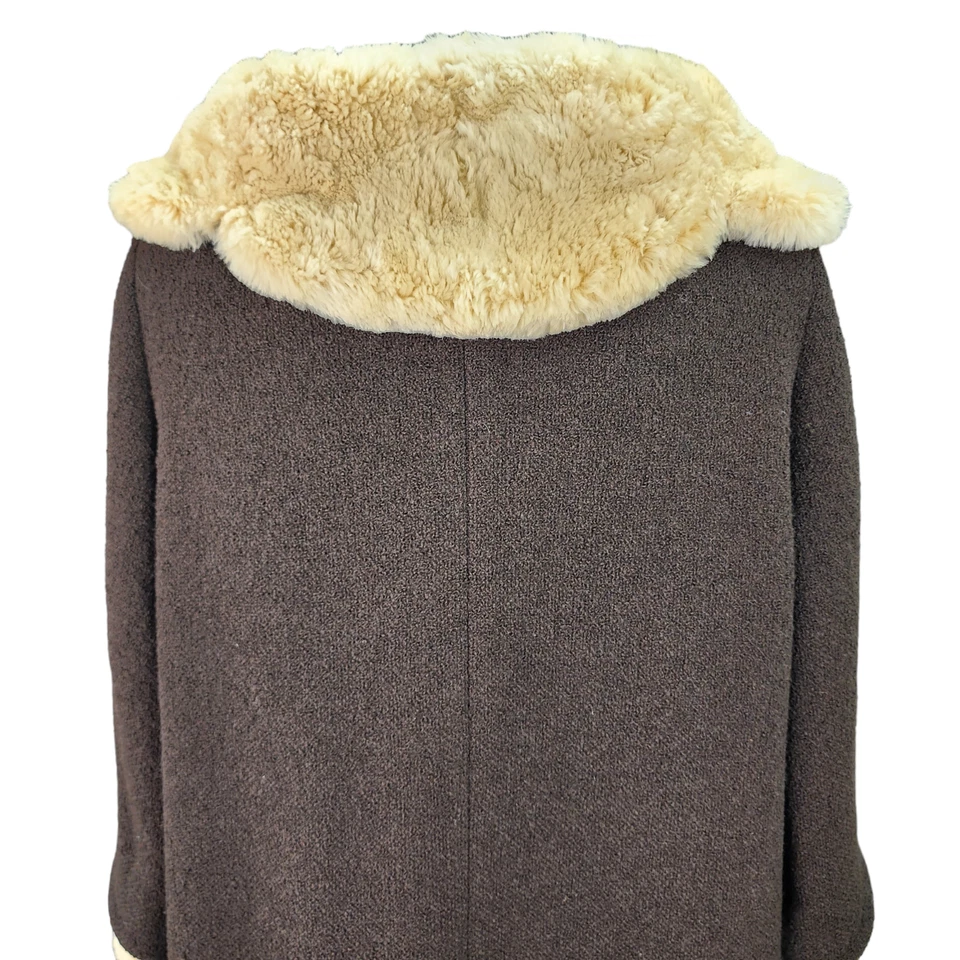Abrigo De Colección Stevens Forstmann GRANDE Leakas Furriers Dayton OH Marrón Oscuro Piel Tostada Foto 4 de 4