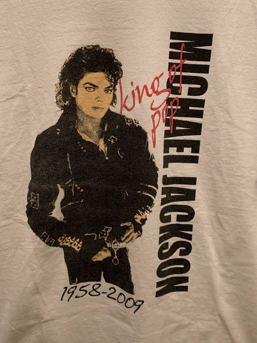 MICHAEL JACKSON KING OF POP 1958-2009 White Shirt Size M | eBay