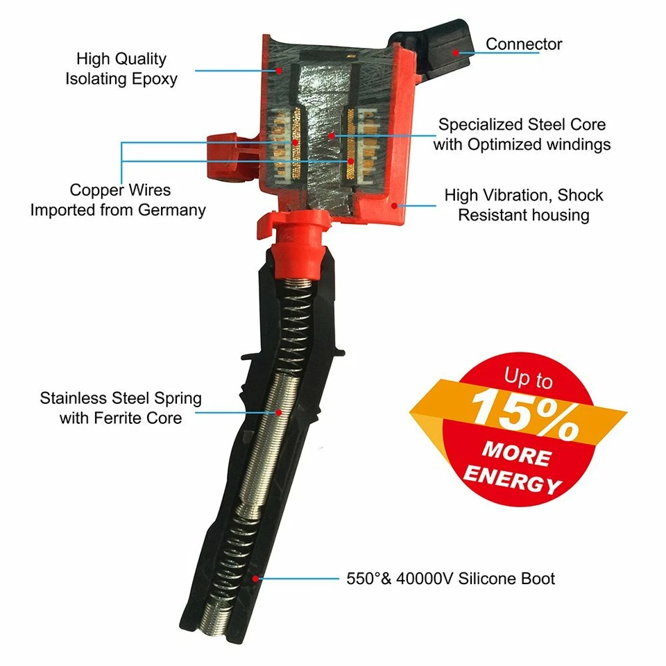 Paquete de 8 bobinas de encendido del motor DG508 para Ford E350 Crown Victoria 4,6 L V8 1998-2011 Foto 4 de 4