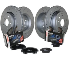 Front & Rear Brake Kit Drilled Disc Rotors & Bosch Ceramic Pads For Dodge Jeep