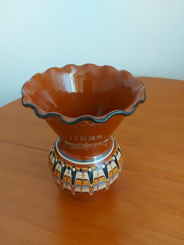 Vase Blumenvase Bulgarische Keramik Pfauenauge ca 17 cm hoch - Bild 8 von 9
