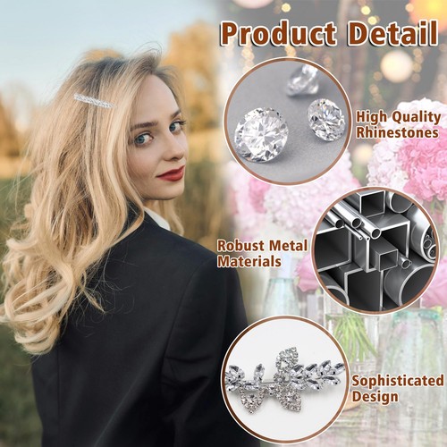 6PCS Rhinestone Hair Clips for Women Flower Rhinestone Hair Clip Wedding Eleg... - Picture 2 of 7