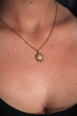 Gold Sun Pendant Necklace, Womens Necklace, Sun Shine Necklace, Gift for her,