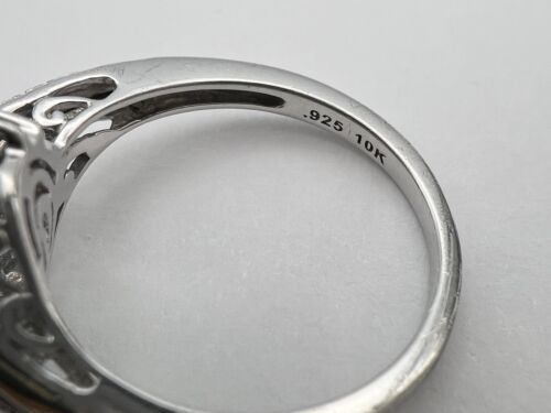 Anello Alwand Vahan AV argento 925 oro 10 kt accento diamante topazio blu misura 6,75 - Foto 4 di 12